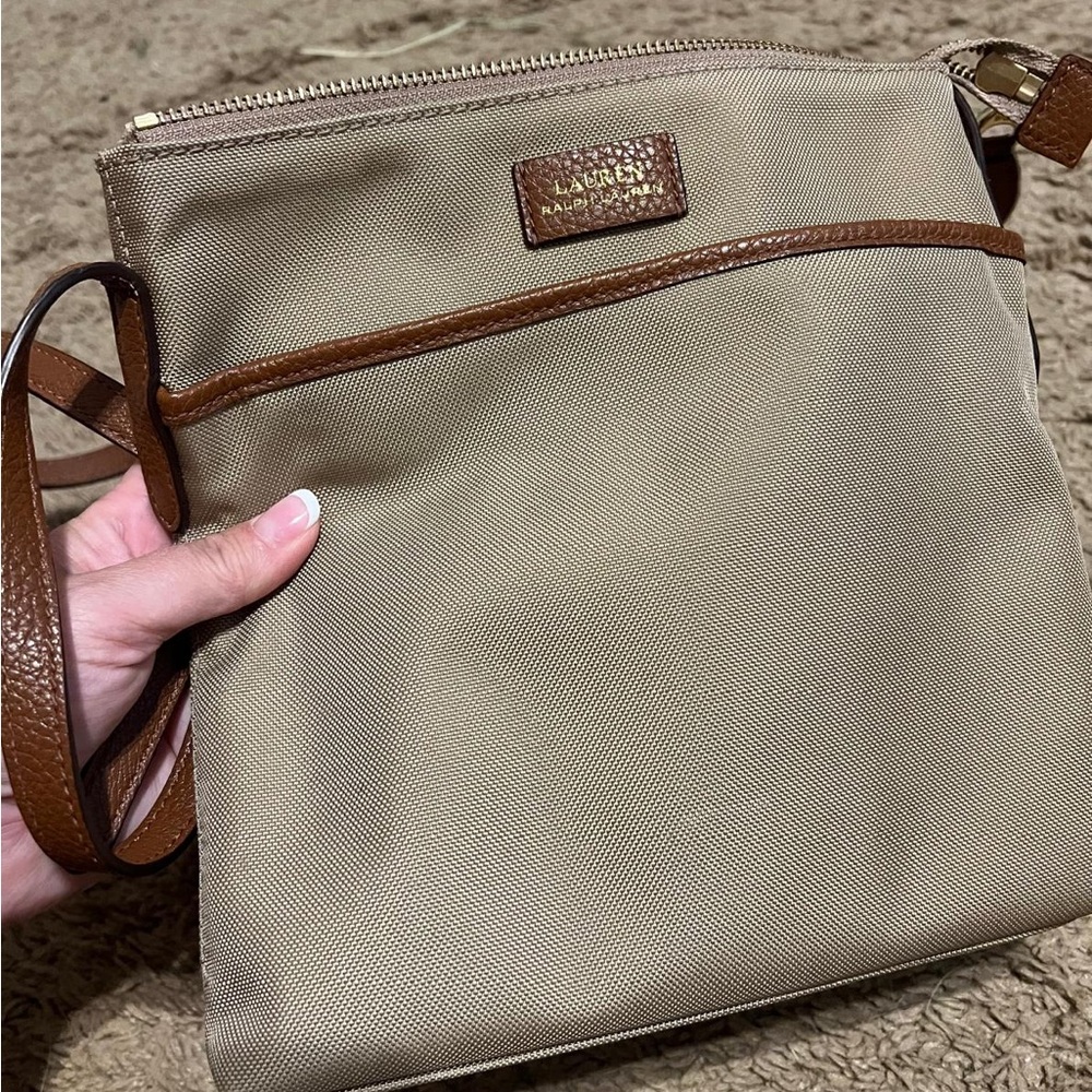 Polo by Ralph Lauren Tan and Brown Messenger Bag